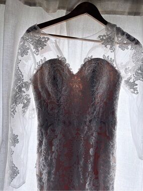 NWT Illusion-Sleeve White Lace Wedding Dress BHLDN inspired Romantic Bridal Gown